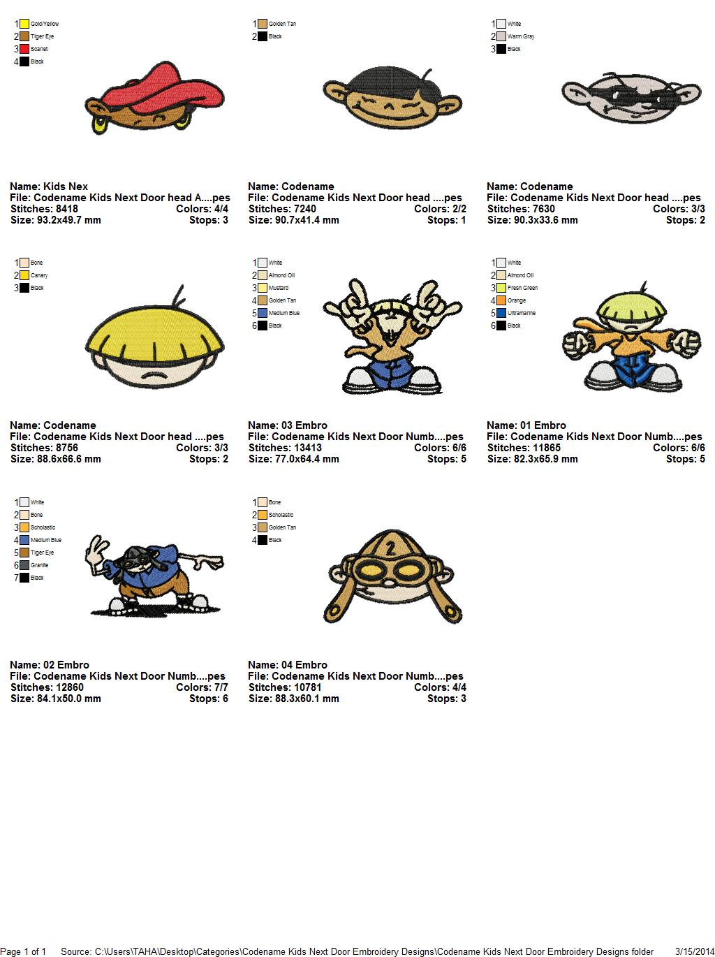Package 8 Codename Kids Next Door Embroidery Designs